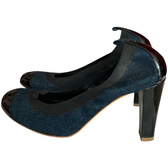 Chanel Vintage Blue Interlocking CC Logo Demin Pumps, IT 38/US8 - Picture 5 of 15